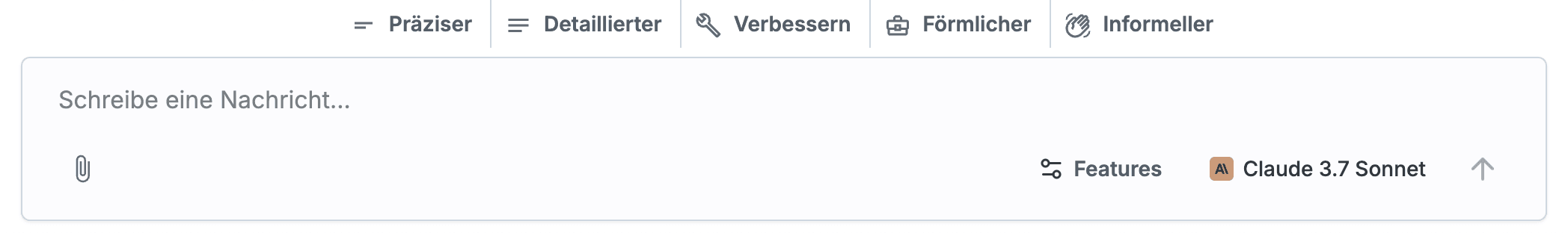 Quick Actions in der Chat-Oberfläche